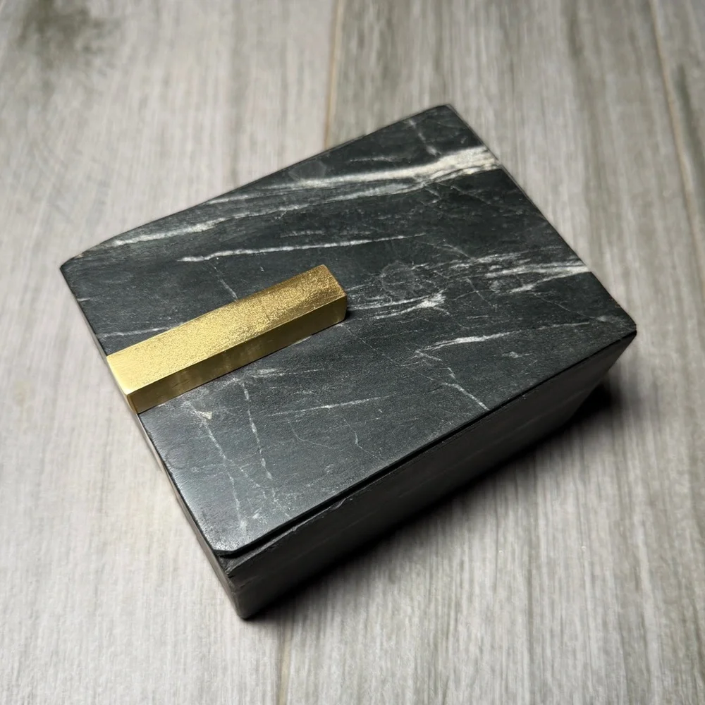 West Elm Black Mabel and Gold Accent Decorative Vanity Box